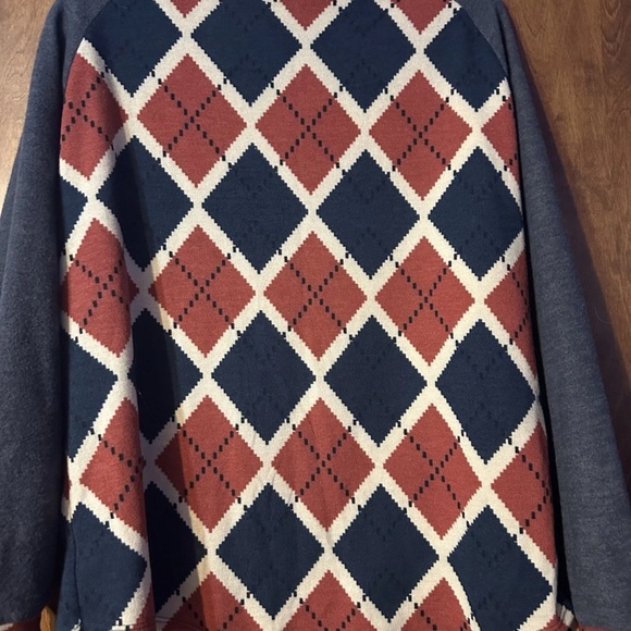 Argyle Pattern Blouse - Navy and Rust Women’s Size Medium by Sun N Moon - Picture 3 of 6